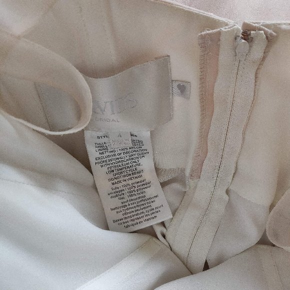 NWOT: Blush / Cashmere Pearl Beaded Lace & Tulle Ballgown with Ribbon Belt - Picture 10 of 12